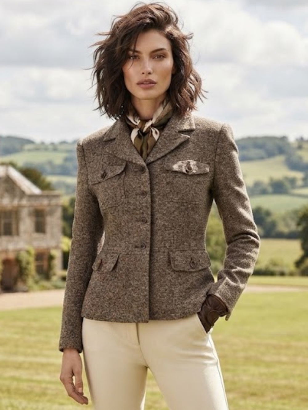 Vintage Talbots Brown Tweed Blazer - Structured Wool Silk Blend Utility Jacket